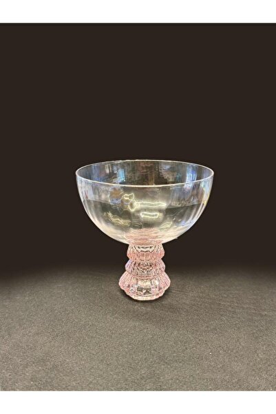 ROY KING PEMBE AYAKLI KRİSTAL CAM TEKLİ KUP/KASE