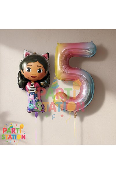 Parti Station Gabby Dollhouse Konsept 5 Yaş Doğum Günü Balon Seti