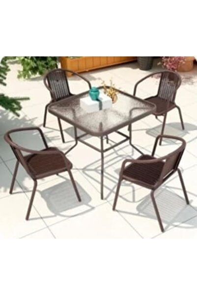 cama Square table set with 4 chairs, brown color, durable outdoor design suit...
