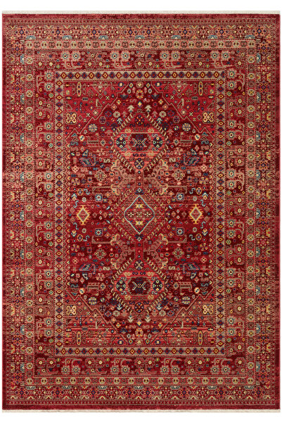 Cool Halı Anka Kırmızı Etnik Desen Renkli Vintage Yumuşak Otantik Kolay Temiz...