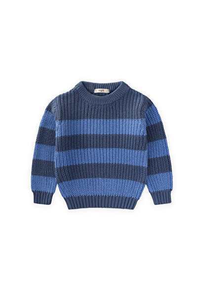 Cigit Selanik Striped Knitwear Sweater 2-8 Years Indigo Blue