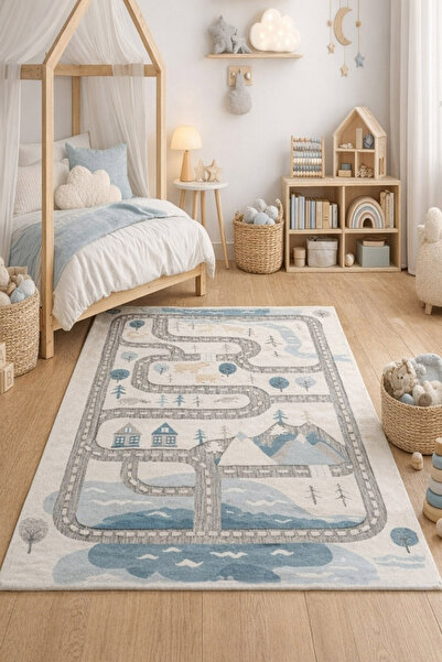 Decomia Home Dijital Kaymaz Yıkanabilir Doğa Temalı Oyun Halısı Çocuk Odası H...