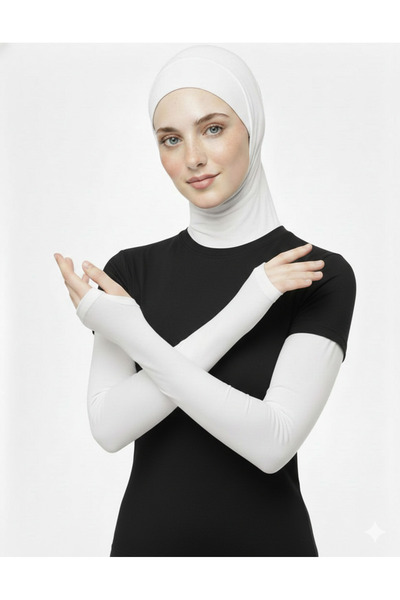 RİEMA A Pair of High-Quality Prayer Gloves with 55cm Black Long Finger Detail...