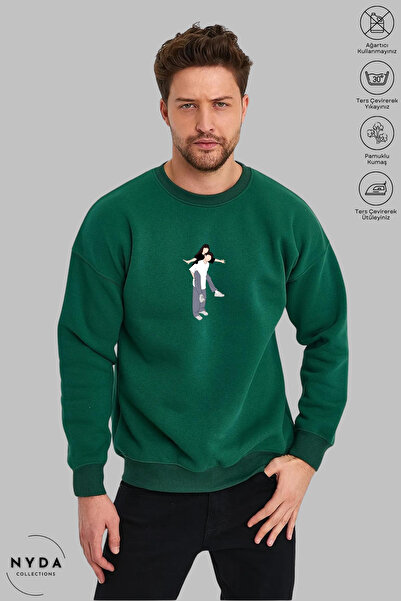 Nyda Collections Unisex Double Printed Crew Neck Hoodless Oversized 100% Cott...