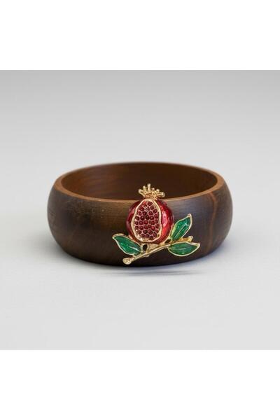 iQey Home وعاء خشبي للوجبات الخفيفة بتفاصيل على شكل رمان، مقاس 9 سم - قطعة واحدة