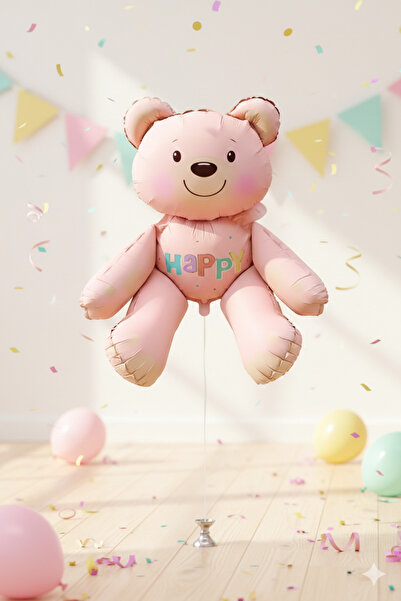 DODOMAR 51X54 cm Sitting Bear Pink Foil Balloon - Birthday Party Decoration B...