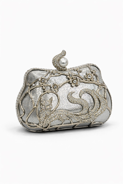 louisiana polo Women's Evening Dress Portfolio Bag Silver 85065-19