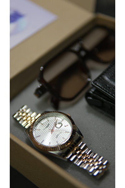 HediyelikDükkanı Erkek Hediye Kutusu | Saat , Cüzdan ve Gözlük Aksesuar Seti