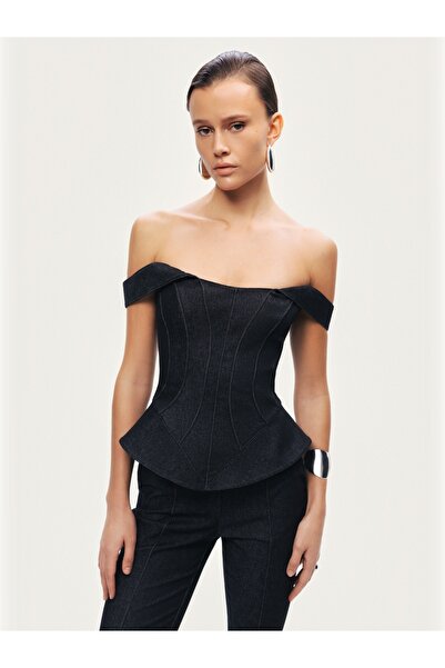 Nocturne Korse Görünümlü Denim Büstiyer