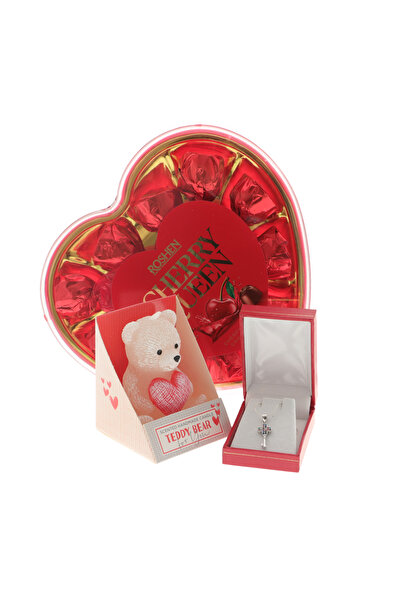 GiftExpress Romantic Gift Set with 925 Silver Jewelry "Key", Pralines and Ted...