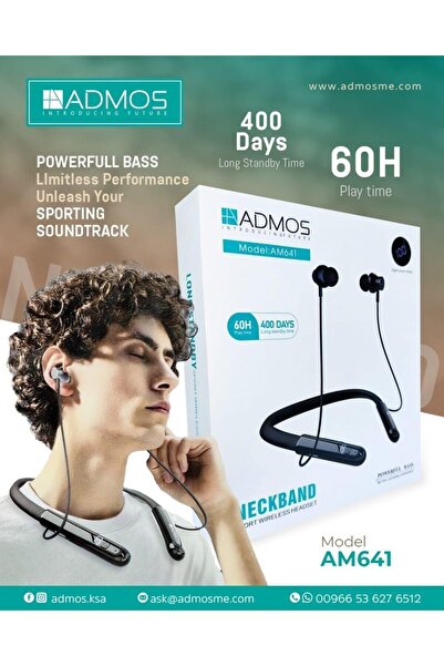 ADMOS سماعة رأس لاسلكية مع شحن سريع، وقت تشغيل يصل إلى 60 ساعة، صوت جهير فائق...