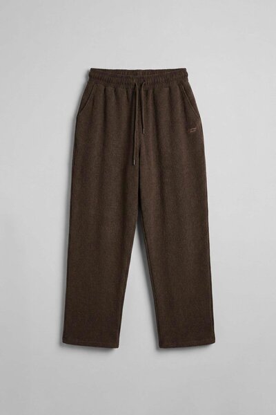 ablukaonline Men's Baggy Fit Ribbed Soft Textured Sweatpants Brown