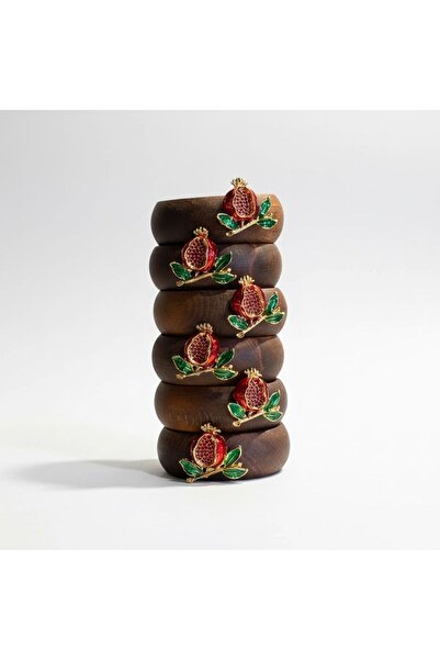 iQey Home 6-Piece Wooden Snack Bowl / Bowl with Pomegranate Detail, 9 cm Smal...