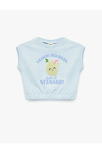 Koton Βαμβακερό αμάνικο μπλουζάκι με κέντημα στον λαιμό