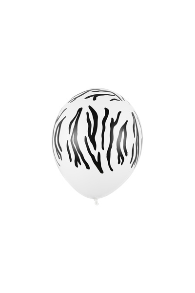 Partydeco Set of 50 white latex balloons with zebra print 30 cm