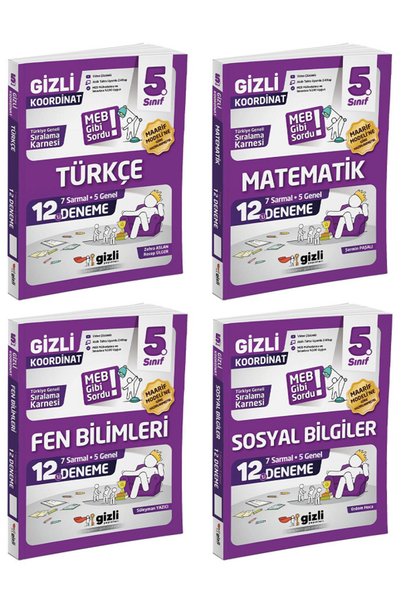 Efsane Yayınları 5.Sınıf Gizli Yayınları Matematik + Türkçe + Fen + Sosyal 12...