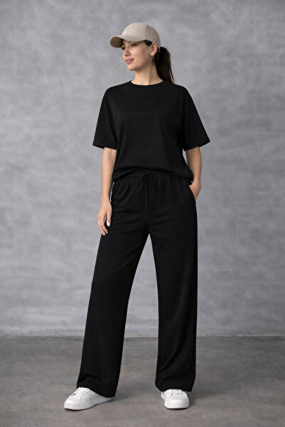 YAKAMEL Women's Crew Neck Short Sleeve Super High Waist Elastic Lace-Up Stretchy