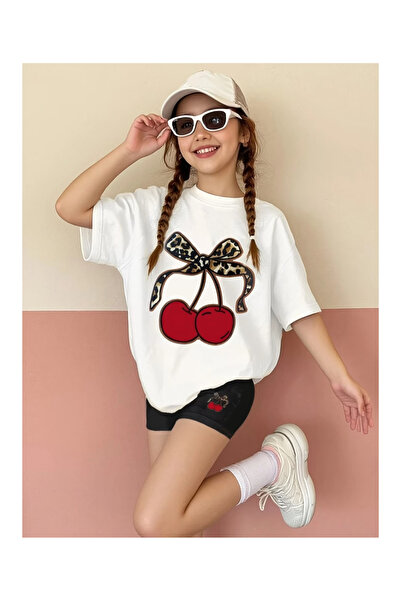 npLStore Детски нови черни къси клинове - комплект с тениска с леопардов прин...