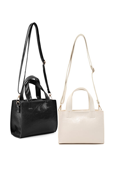 SHAKA Wrinkled Textured Black-Wrinkled Textured Cream Shk282 Set, Faux Leathe...