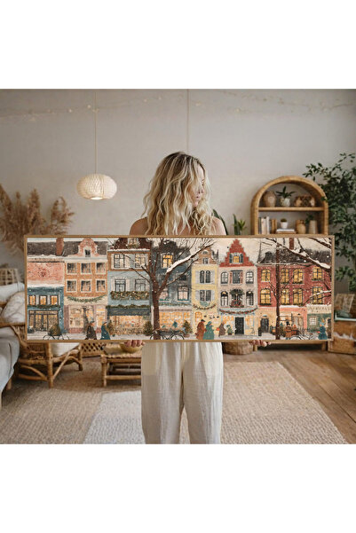 Tuba Decor Tek Parça Gerçek Ahşap Yatay Panorama Çerçeveli Tablo