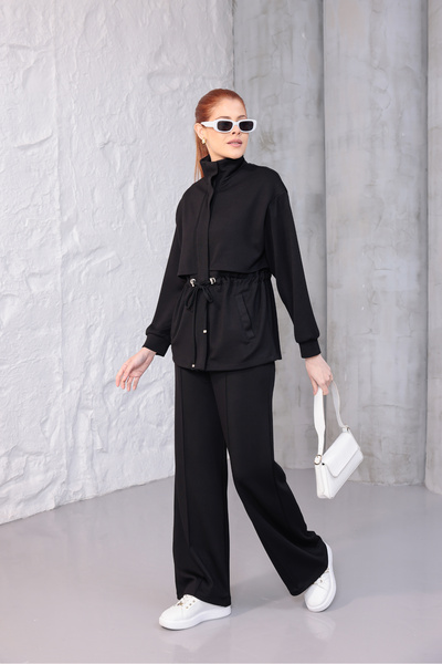 zitex Drawstring Waist Pants with Grass Detail Modal Fabric Sweatpants Set