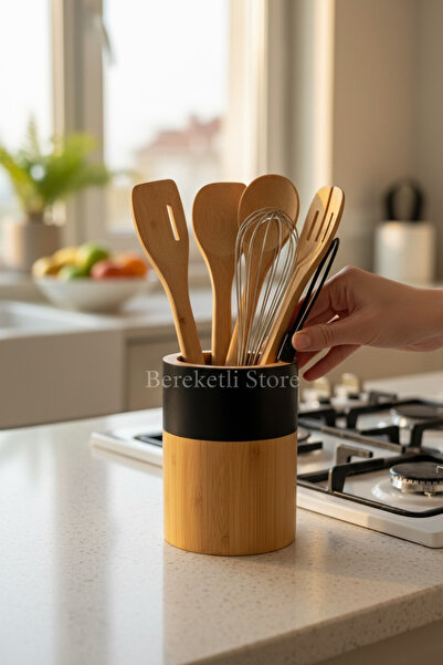 MİEN Bambu Kaşıklık – Tezgah Üstü Doğal Kaşık Düzenleyici