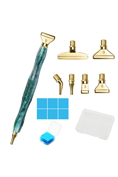 Choice22 قلم رسم ماسي خماسي الأبعاد من الراتنج، أخضر معدني، مع رؤوس أقلام معد...