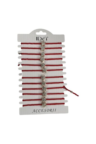 OEM Set de 12 Brățări Mărțișor Metal Stea Aurie cu Pietre - Krista