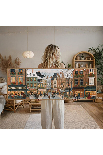 Tuba Decor Tek Parça Gerçek Ahşap Yatay Panorama Çerçeveli Tablo