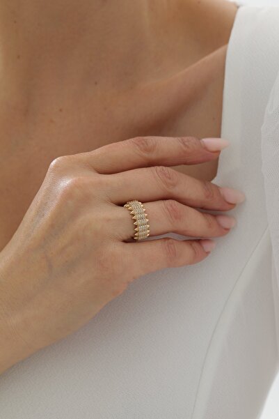 YAVUZ KUYUMCULUK 14 Ayar Altın Taşlı Çivi Yüzük