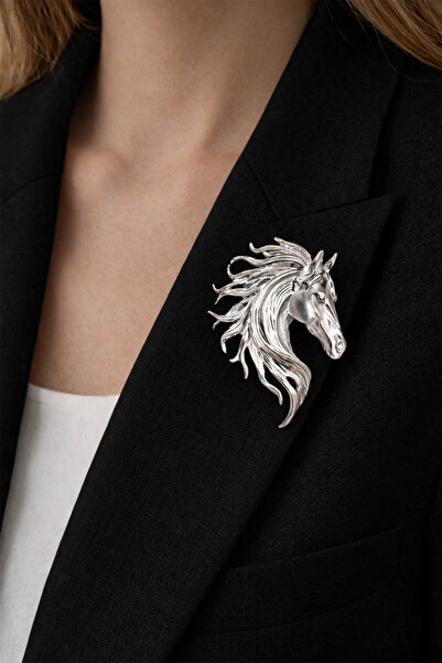 Modex Parlak Yüzey Özel Tasarım At Figürü Broş (5cm)