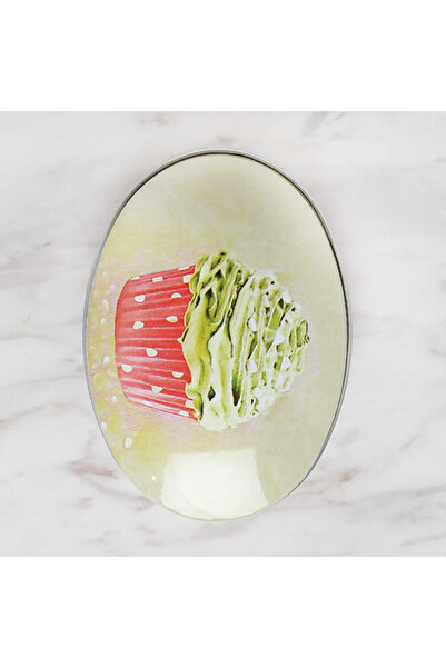 DM ONLINE Colorful Cupcake Visual Oval Decorative Metal Tin Box 8.5X6 cm 1 Piece