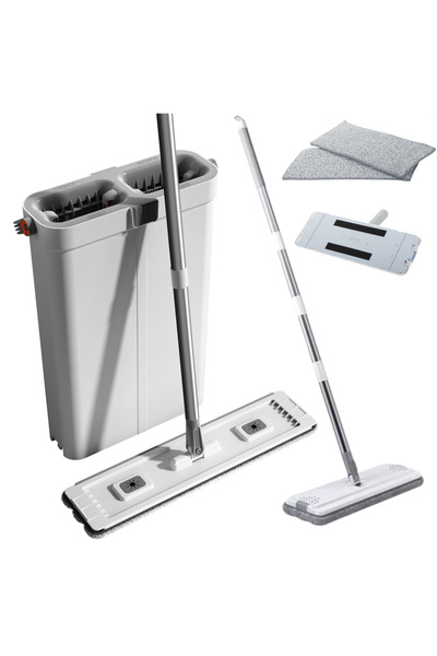 Three top online Cleaning Set: Double-Chamber Bucket, Microfiber Flat Mop