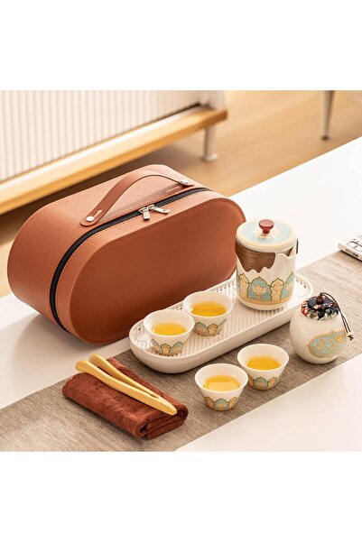 Tazweeq Seyahat Çay Seti, Taşınabilir Kung Fu Çayı Demlik ve Bardak Seti