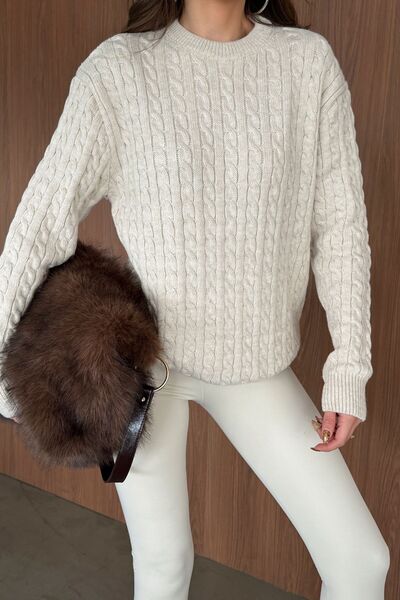 Livio Ferri Erin Premium Hair Knit Crew Neck Thick Knitwear Sweater