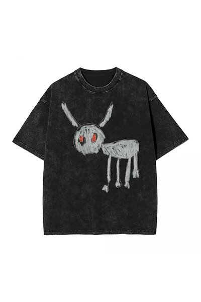 Le Savu Washable for All the Dogs Printed Unisex Oversize Vintage T-Shirt