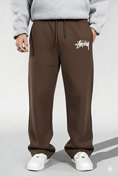 NİCE Stüssy Printed Baggy 3 Thread Raster Printed Loose Fit Wide Leg Casual S...