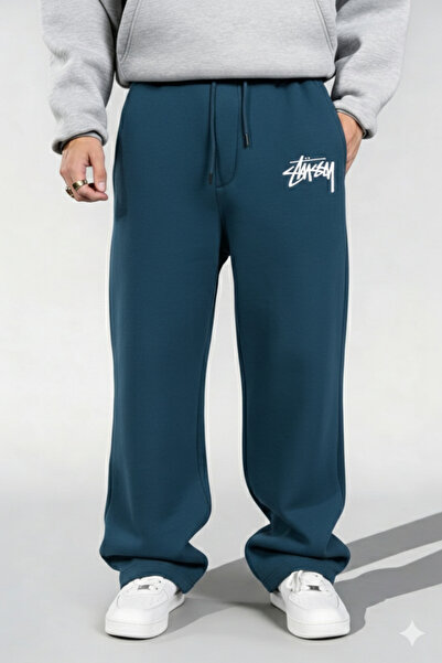 NİCE Stüssy Printed Baggy 3 Thread Raster Printed Loose Fit Wide Leg Casual S...