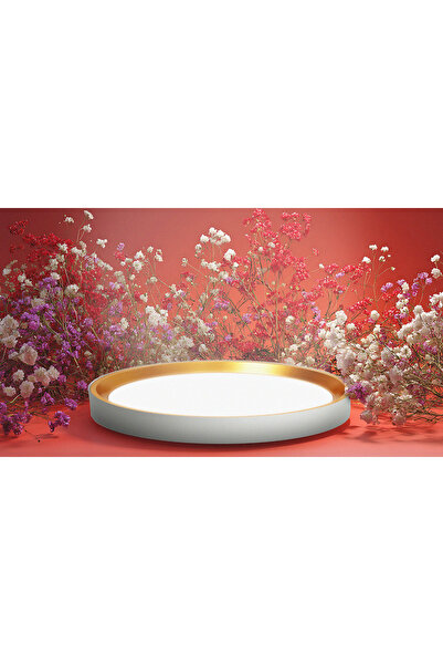 LED-POL Plafoniera LED ORO BENTO 18W, 1950 lm, 4000K Neutru, Alb cu Auriu, Ø290 mm, CRI≥80, 30.000h