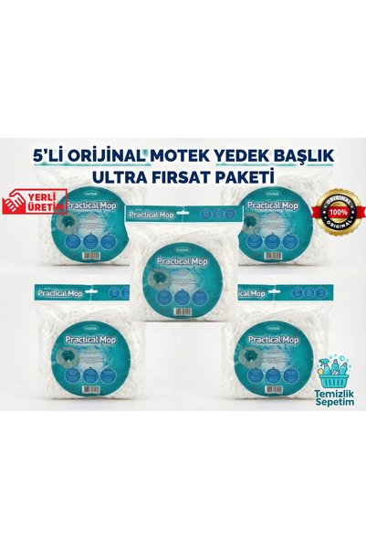 Motek Yedek Mop Başlığı Fix, Trend, Comfort Modellere Uyumlu - 5'li Ultra Ava...