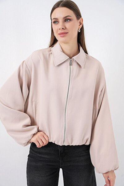 Hiccup Bdart Gabardine Zippered Bomber Jacket