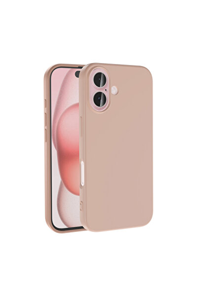 Paladyum Case غطاء سيليكون مخملي داخلي بلون بيج متوافق مع آيفون 16 بلس