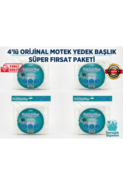 Motek Orijinal Mikrofiber Yedek Mop Başlığı - 4'lü Süper Avantaj Paketi