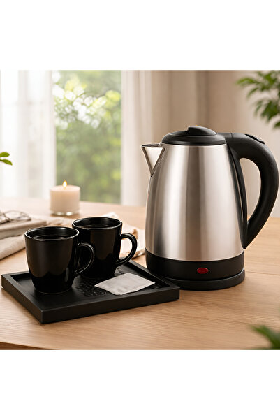 TOSCANA U 1.5L 1500W Electric Kettle with Deluxe Serving Base and Two Ceramic...