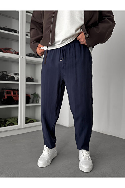 BYBASICMAN Dark Navy Blue Tencel Fabric Slim Trousers Ke-1100