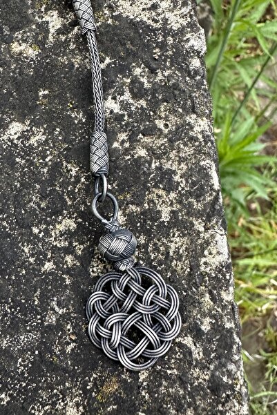 KAZZAZE Love Knot Single Pendant Oxidized Silver Rosary Tassel