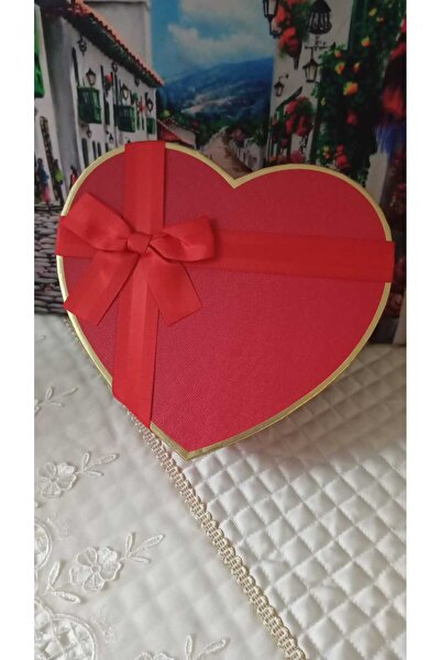 SAGA DEKORASYON & HEDİYELİK Kalpli Hediye Kutusu-Kırmızı