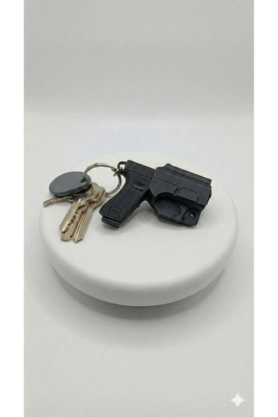 3Dcreo.lab Özel Tasarım Popüler Kılıflı Silah-Tabanca Sert Plastik Anahtarlık