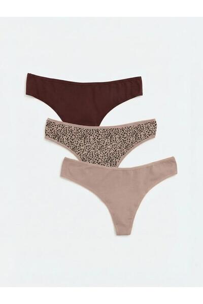 LC Waikiki Brown Leopard Patterned Thong Panties 3-Pack (S6)