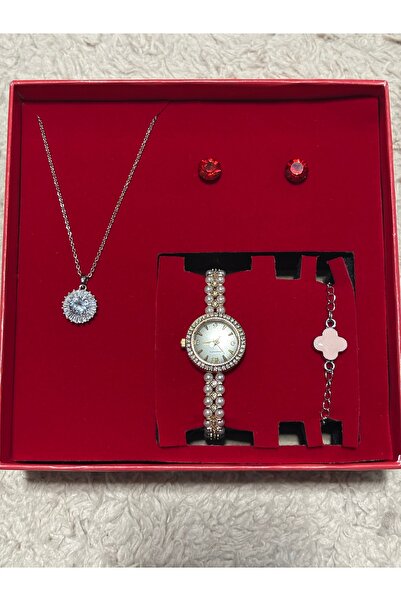 Promplus Kadın Saat Kolye Küpe Bileklik Seti | 14 Şubat Sevgililer Günü Hediy...